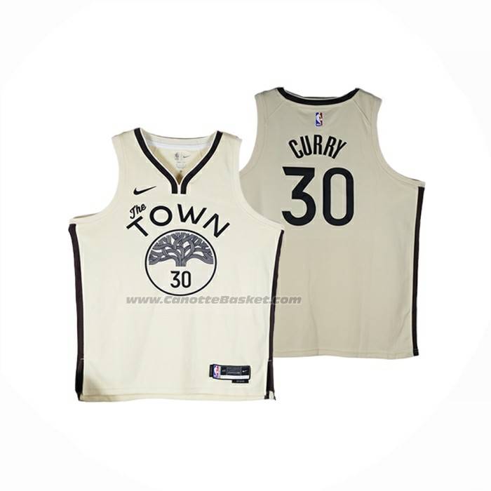 Maglia Golden State Warriors Stephen Curry No 30 Citta 2025-26 Crema